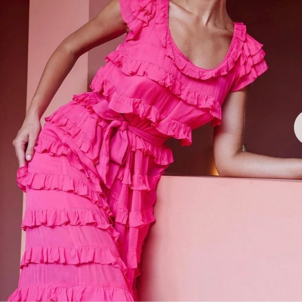 Cleobella Hot Pink Ruffle Dress